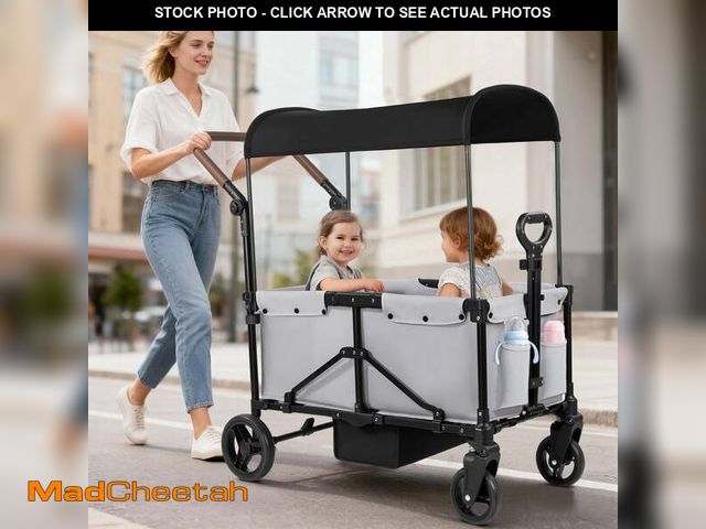 Lot 74-14354885 - Tripland Wagon Stroller for Kids, 2-Seater Outdoor Baby Stroller with Canopy,Pull &amp; Push Handle,...