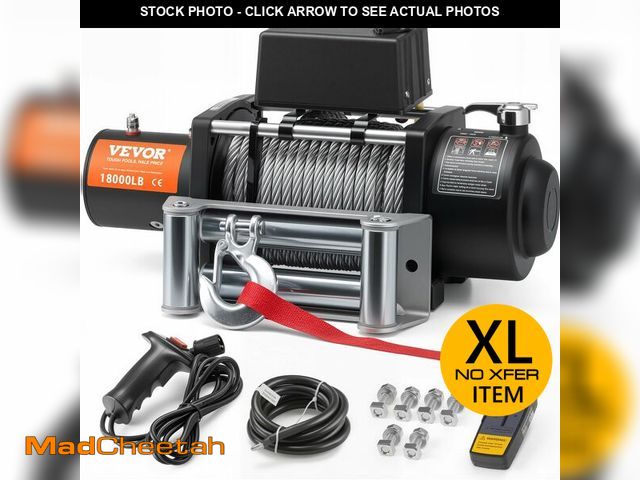 Lot 74-12660263 - VEVOR Electric Winch, 18,000 lb Truck Trailer Jeep Winch, 12V DC 7/16 in x 85 ft Steel Cable Roller ...