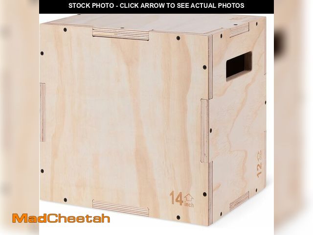 Lot 74-13041169 - Basics 3-in-1 Wooden Plyo Box, Non-Slip Plyometric Jump Box for Home Gym, 16"x14"x12" - UNUSED