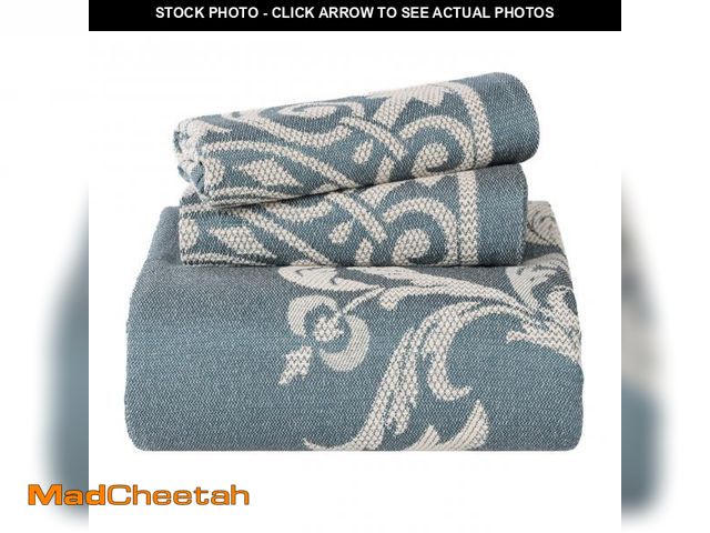 Lot 74-12442842 - Superior Cotton Blend 3-Piece Bedspread Set, Oversized Bedspread, 2 Matching Pillow Shams, Light Wei...