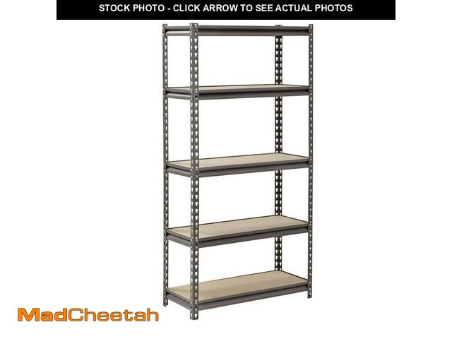 Lot 74-13002264 - *MISSING HARDWARE* Muscle Rack 5-Tier Boltless Steel Garage Storage Shelving Unit in Silver Vein (30...