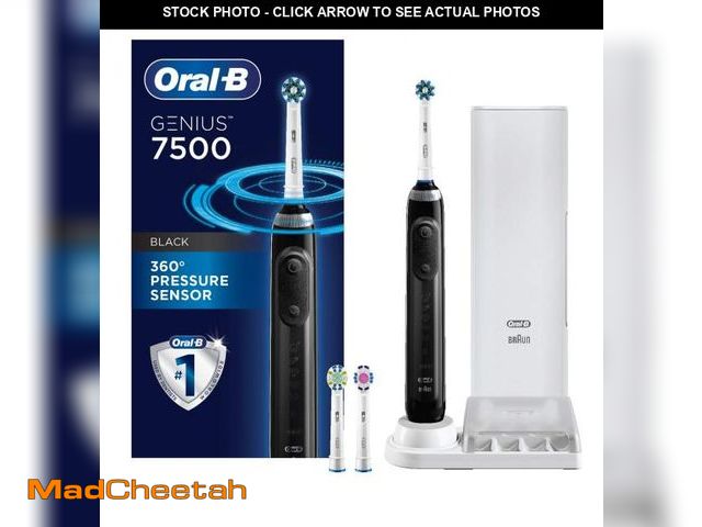 Lot 74-11554719 - Oral-B 7500 Electric Toothbrush with Replacement Brush Heads and Travel Case, Black - USED
