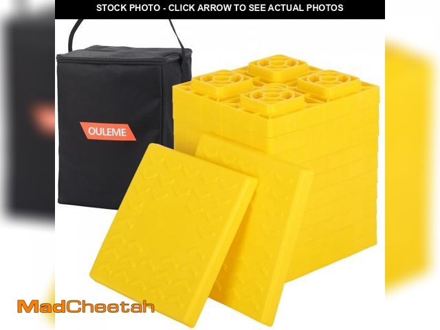 Lot 74-12311220 - OULEME 12 Pack RV Leveling Blocks, Stackable Jack Blocks, Interlocking Leveling Pads with Carrying B...