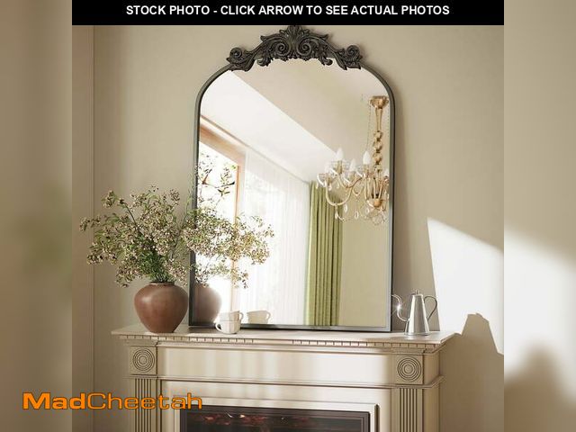 Lot 74-12768081 - BEAUTYPEAK 38"x 24" Arched Bathroom Mirror Baroque Style Wall Decor,Black - UNUSED