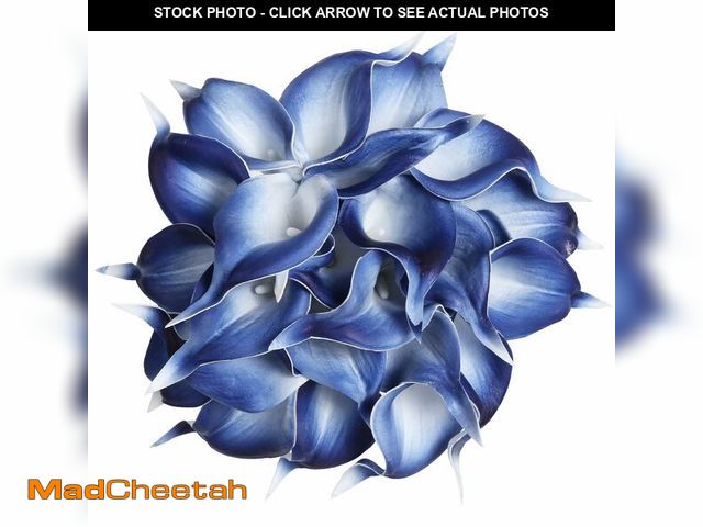 Lot 74-14209921 - IPOPU 24PCS Real Touch Blue Calla Lily Faux Flowers Arrangement Bouquet for Home Garden Office Party...