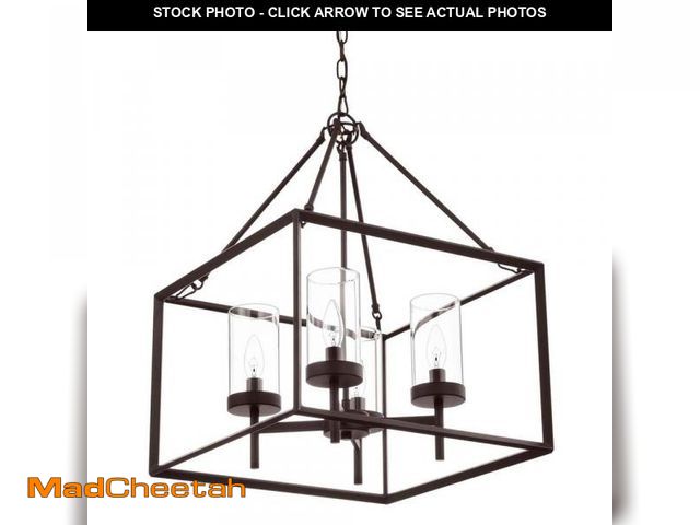 Lot 74-12147921 - Hampton Bay Lainey 4-Light Bronze Chandelier Light Fixture with Clear Glass Shades - UNUSED