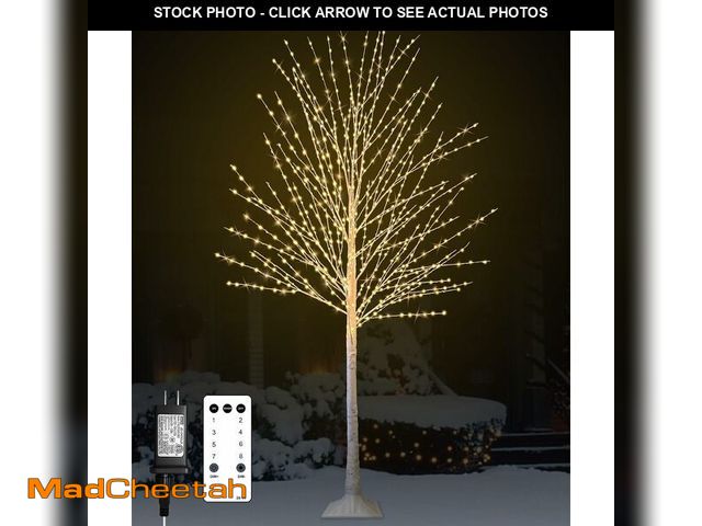 Lot 74-13583673 - 6FT Lighted Birch Tree, Birch Tree with 880 LED Lights, 8 Twinkling Modes and Timer, Dimmable, Twink...
