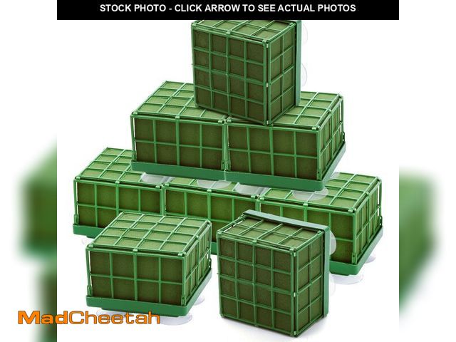 Lot 74-12439004 - Lyellfe 8 Pack Square Floral Foam Cage, Floral Foam Blocks with Suction Cup, Flower Cage Arranger fo...