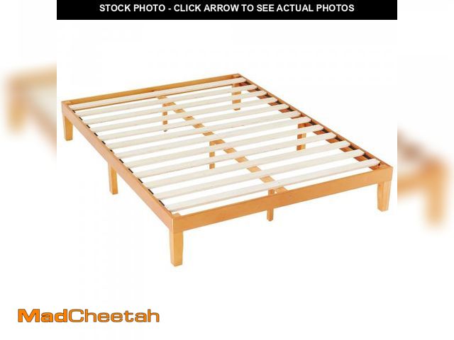 Lot 74-12161124 - CONCETTA No Spring Required Wood Bed Frame, Storage Space Under Base and Support Slats, 12in Wooden ...