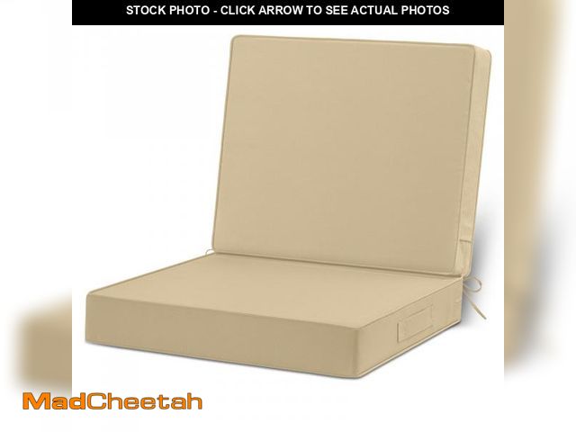 Lot 74-12302395 - 24x24 Outdoor Cushions for Patio Furniture, Waterproof Outdoor Chair Cushions with Non-Slip Ties and...