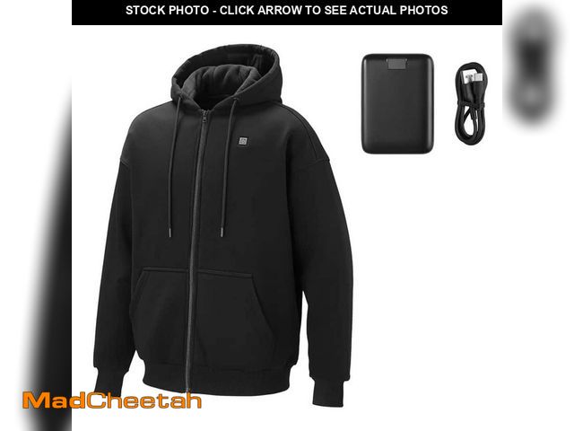 Lot 74-13668107 - SKYSHALO Black Heated Jacket Hoodie for Men Women, Heated Sweatshirt Unisex Full-Zip with 7. 4V 1600...
