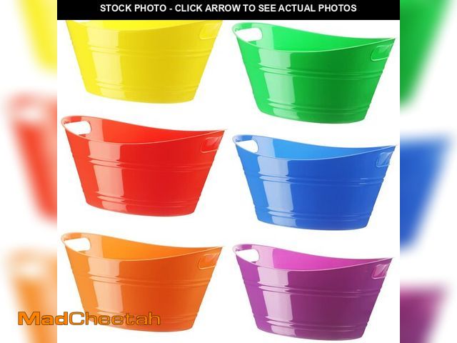 Lot 74-14151487 - Patelai 6 Pcs Ice Buckets Bulk, Plastic Ice Buckets with Handles, Oval Storage Tub, Large Capacity D...