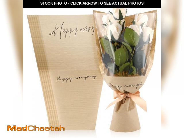 Lot 74-12307562 - Harloon 100 Pcs Flower Wrapping Bags 11 x 5.1 x 17.3in Kraft Paper Flower Sleeves for Bouquet Clear ...