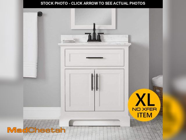 Lot 74-14440143 - Home Decorators Collection Doveton 30 in. Single Sink Freestanding White Bath Vanity with White Engi...