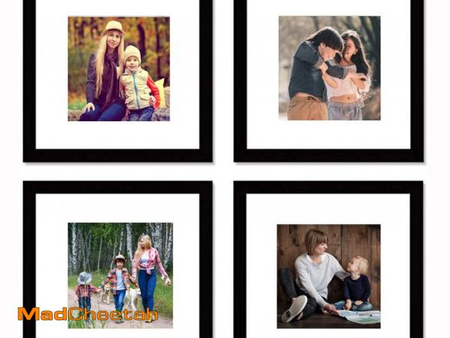 Lot 74-12311716 - pojah Black 12x12 Picture Frame Set,Square Photo Frame with Mat Display Pictures 8x8 or 12 x 12 With...