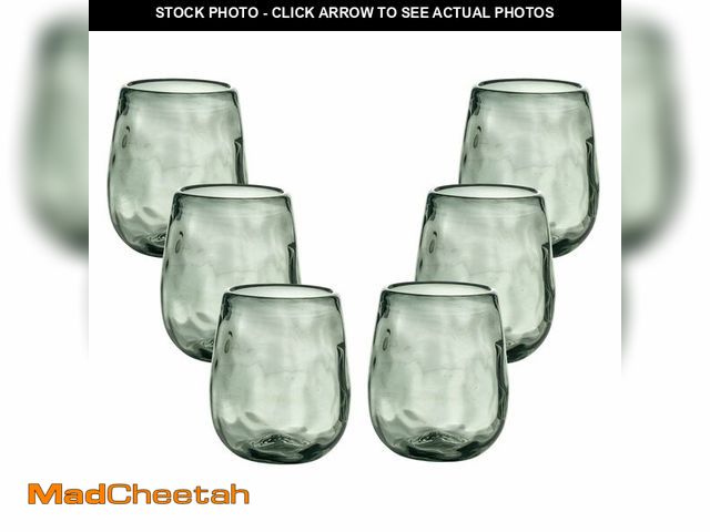 Lot 74-14271686 - Recreado Organic Smoke Hand Blown Stemless Wine Glasses - 100% Recycled Mexican Glassware - Artisan ...