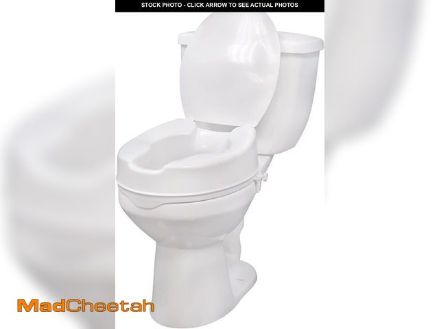 Lot 74-12096077 - Drive Medical Raised Toilet Seat with Lock and Lid, Standard Seat, 4" - UNUSED