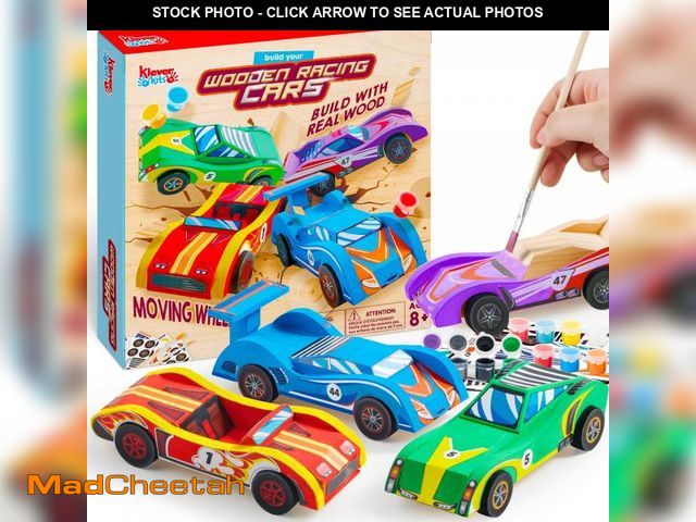 Lot 74-11552334 - Klever Kits 4 DIY Wooden Race Cars-Build &amp; Paint Your Own Wood Craft Kit, 4 Race Cars Toy, Easy ...