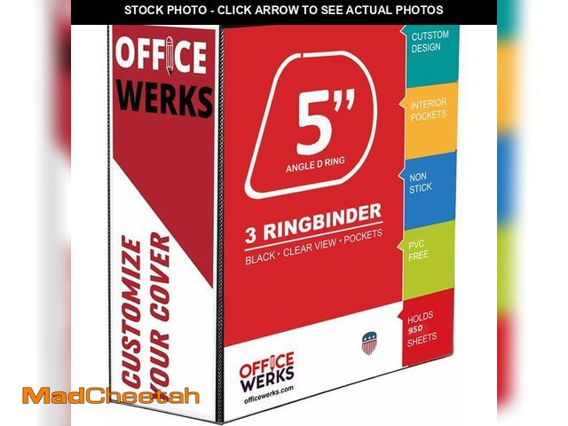 Lot 74-12708455 - 3 Ring Binders, 5" Capacity D-Rings, 8.5" x 11" Presentation Folder with Pockets, Durable Non-Stick ...