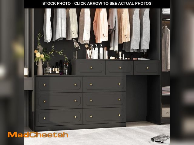 Lot 74-12545718 - FUFU&amp;GAGA 9-Drawer 47.2 in. W Retractable Dresser Makeup Vanity Desk Bedroom Storage Organizer i...