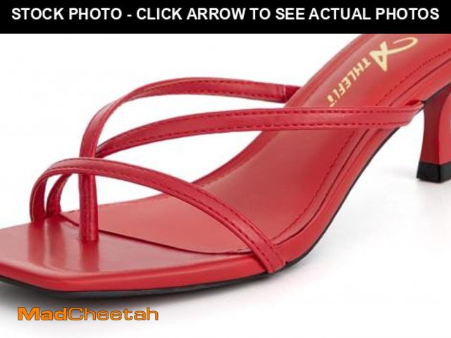 Lot 74-12323573 - *SEE DETAILS* Athlefit Kitten Heels for Women Square Open Toe Strappy Flip Flop Heels Sexy Party Dre...