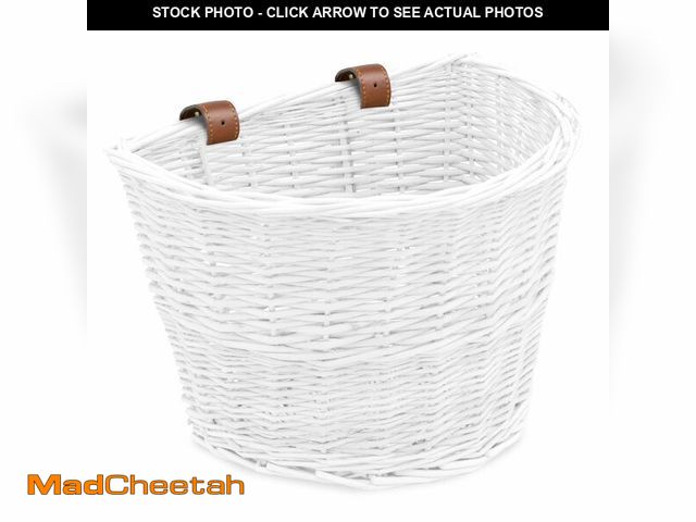 Lot 74-12976791 - ProSource Wicker Bike Basket Front Cargo for Women and Men, Fits Most Bikes, Beach Cruiser, Stationa...