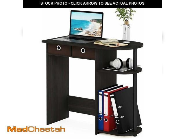 Lot 74-14349437 - Furinno Go Green Desk, 31.5" Wide Gaming Desk with 2 Side Shelves and Storage Bins, Computer Desk, O...