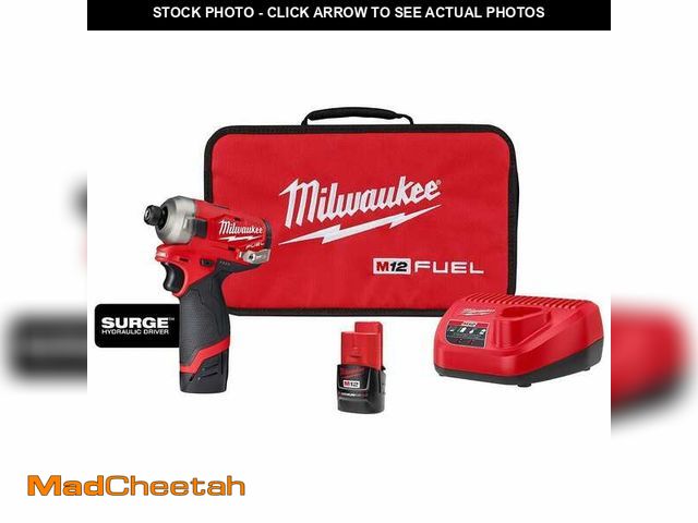 Lot 74-12795744 - (MISSING ONE BATTERY) Milwaukee M12 FUEL SURGE 12V Lithium-Ion Brushless Cordless 1/4 in. Hex Impact...