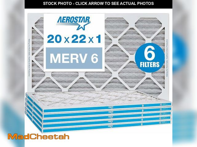 Lot 74-12828656 - Aerostar 20x22x1 MERV 6 Air Filter, 6 Count, ACTUAL SIZE (19.75 x 21.75 x 0.75), HVAC, Air Condition...