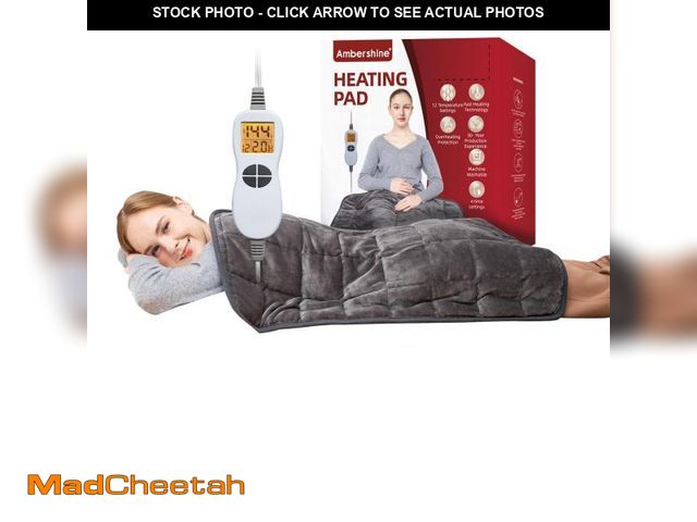Lot 74-12303194 - Ambershine 17''x33'' Weighted Heating Pad, 5.2lbs with 12 Temperature Settings &amp; 4 Auto-Off Time...