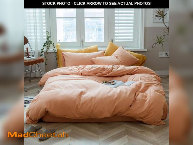 Lot 74-12303251 - AMWAN Peach Pink Color Twin XL Duvet Cover Soft Jersey Knit Cotton Duvet Cover Boho Orange Bedding S...