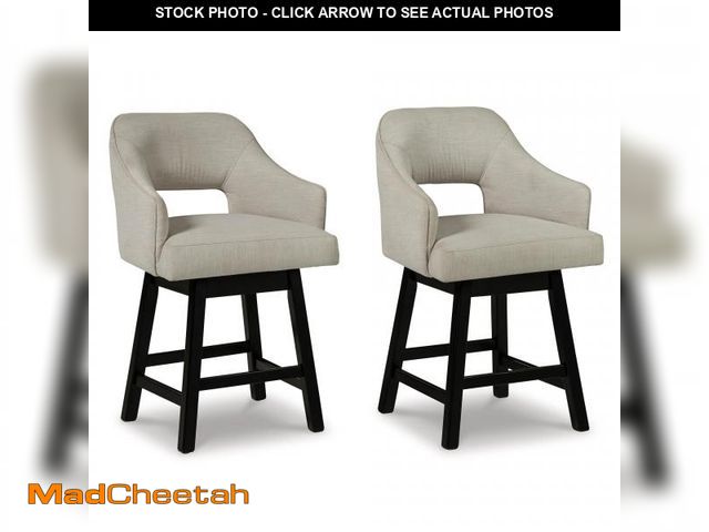 Lot 74-12262284 - Signature Design by Ashley Tallenger 25" Upholstered Swivel Counter Height Bar Stool, 2 Count, Beige...