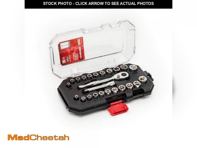 Lot 74-11825976 - Husky 1/4 in. Drive Ratchet SAE/Metric Standard Socket Set (24-Piece) - UNUSED