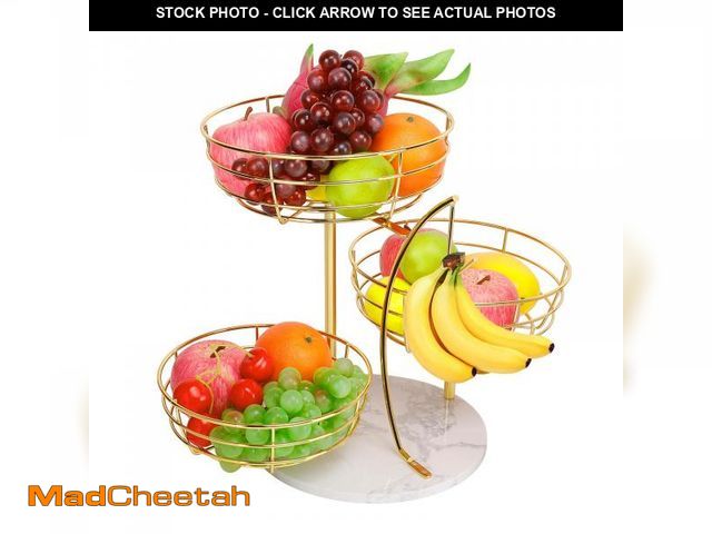 Lot 74-11552894 - Livabber Fruit Basket Bowl with Banana Hanger, Metal Fruit Vegetable Storage Basket with Banana Hold...
