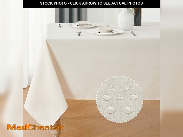 Lot 74-14273752 - Veblandy Rectangle Tablecloth 60x104 inch Linen Textured Waterproof Table Cloth Stain and Wrinkle Re...