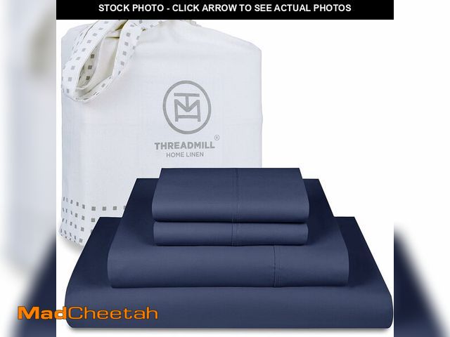 Lot 74-12332630 - Threadmill Luxury 800 Thread Count King 100% Cotton Sheets - Folkstone Blue Sateen Weave Bed-Sheets,...