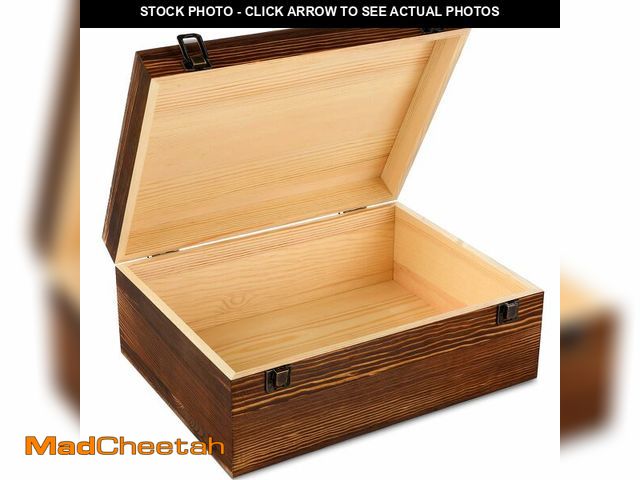 Lot 74-14264899 - Barydat Extra Large Wooden Memory Box with Hinged Lid for Keepsakes Unfinished Pine DIY Craft Stash ...