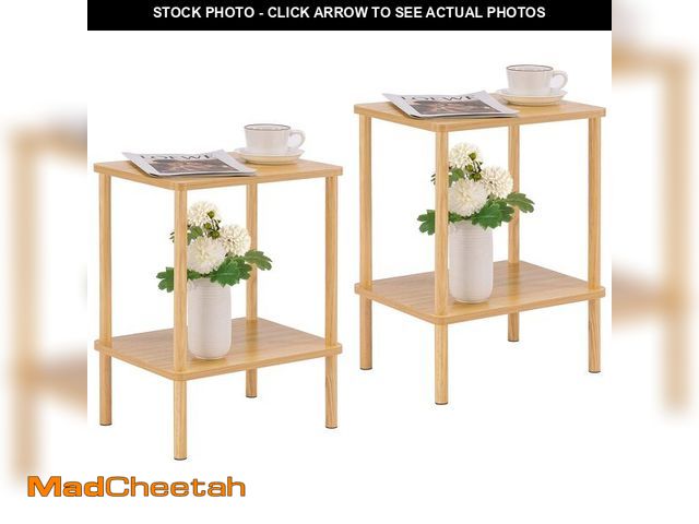 Lot 74-14056719 - Apicizon 2 Tier End Table Set of 2, Small Side Table with Solid Wood Legs, Boho Bedside Table with S...