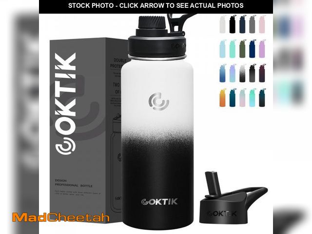 Lot 74-11548232 - COKTIK 40 oz Sports Water Bottle With Straw,2 Lids, Stainless Steel Vacuum Insulated Water Bottles,L...