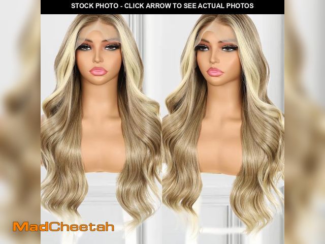 Lot 74-12303675 - BABEHERS Ash Blonde Lace Front Wig 13x4 Pre Plucked Omber Long Synthetic Wig for Women Body Wave 150...