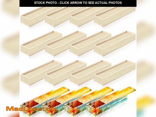 Lot 74-12442572 - Spiareal 16 Pcs Unfinished Wood Pencil Box with Sliding Lid Rectangle Unpainted Storage Organizer fo...
