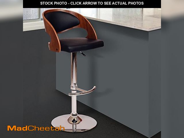 Lot 74-12137455 - Armen Living Malibu Swivel Barstool in Black Faux Leather and Chrome Finish - UNUSED