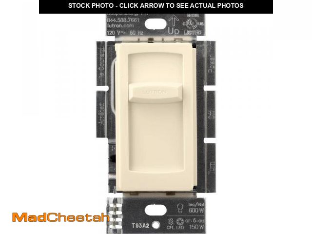 Lot 74-12531811 - Lutron Skylark Contour Slide LED+ Dimmer Switch for LED Bulbs, 150-Watt/Single-Pole, Light Almond (C...