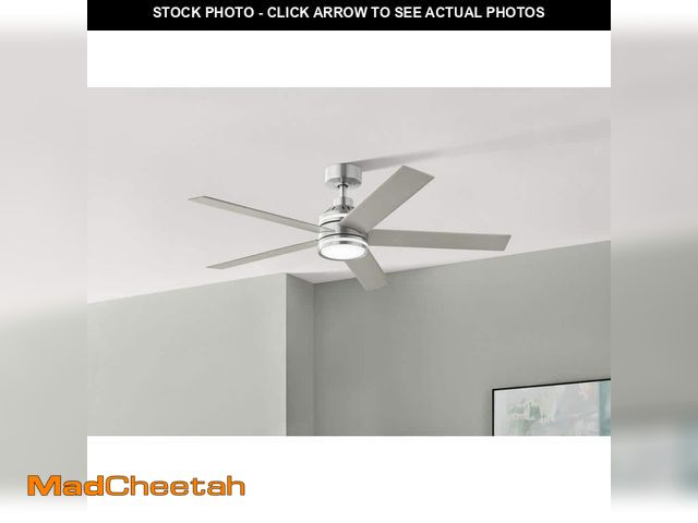 Lot 74-12755463 - Hampton Bay Ashburrow 52 in. Indoor Brushed Nickel Ceiling Fan with Adjustable White LED Down and Up...