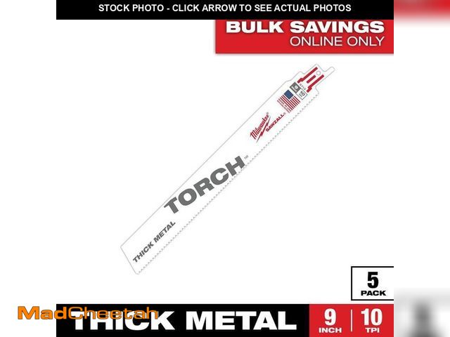 Lot 74-14607684 - Milwaukee 9 in. 10 TPI TORCH Thick Metal Cutting SAWZALL Reciprocating Saw Blades (5-Pack) 48-00-571...