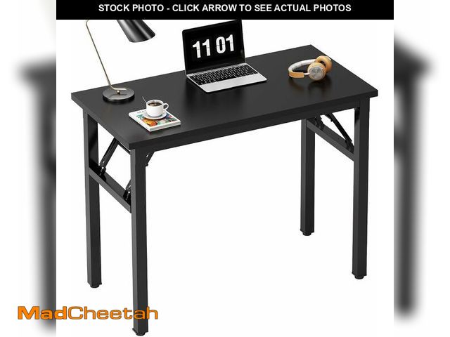 Lot 74-14353931 - Need 31.5 Inch Folding Computer Desk for Small Spaces, Black Study Foldable Writing Table for Home O...