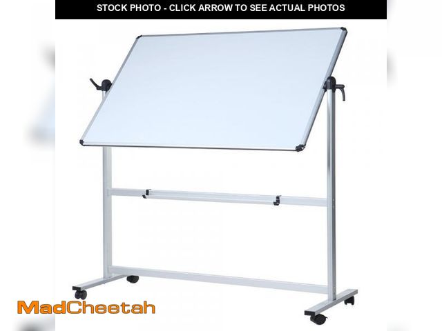 Lot 74-12161951 - (DENTED) VIZ-PRO Double-Sided Magnetic Mobile Whiteboard, 60 x 48 Inches, Rolling Dry Erase Board Ea...