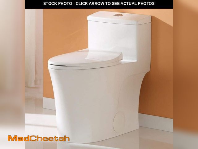 Lot 74-13792153 - HOROW 1-piece 0.8/1.28 GPF Dual Flush Elongated Toilet in White Seat Included - UNUSED