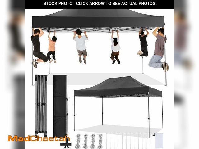 Lot 74-12780101 - COBIZI 10x15ft Pop up Canopy, Heavy Duty Party Canopy Waterproof Commercial for Outdoor,Black - USED