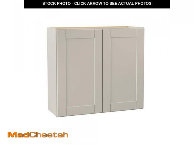 Lot 74-12409715 - Hampton Bay Shaker 33 in. W x 12 in. D x 30 in. H Assembled Wall Cabinet in Dove Gray - UNUSED